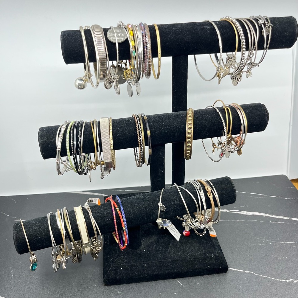 Bulk Wearable Jewelry Lot 72 Pcs Assorted Metal Bangle Bracelet Stack Collection